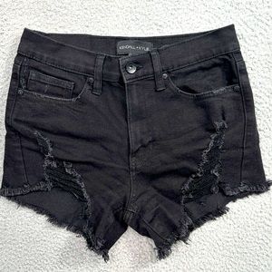 🆕 Kendall + Kylie The Icon Shorts Black Distressed Denim Jean Shorts NWT 0/24